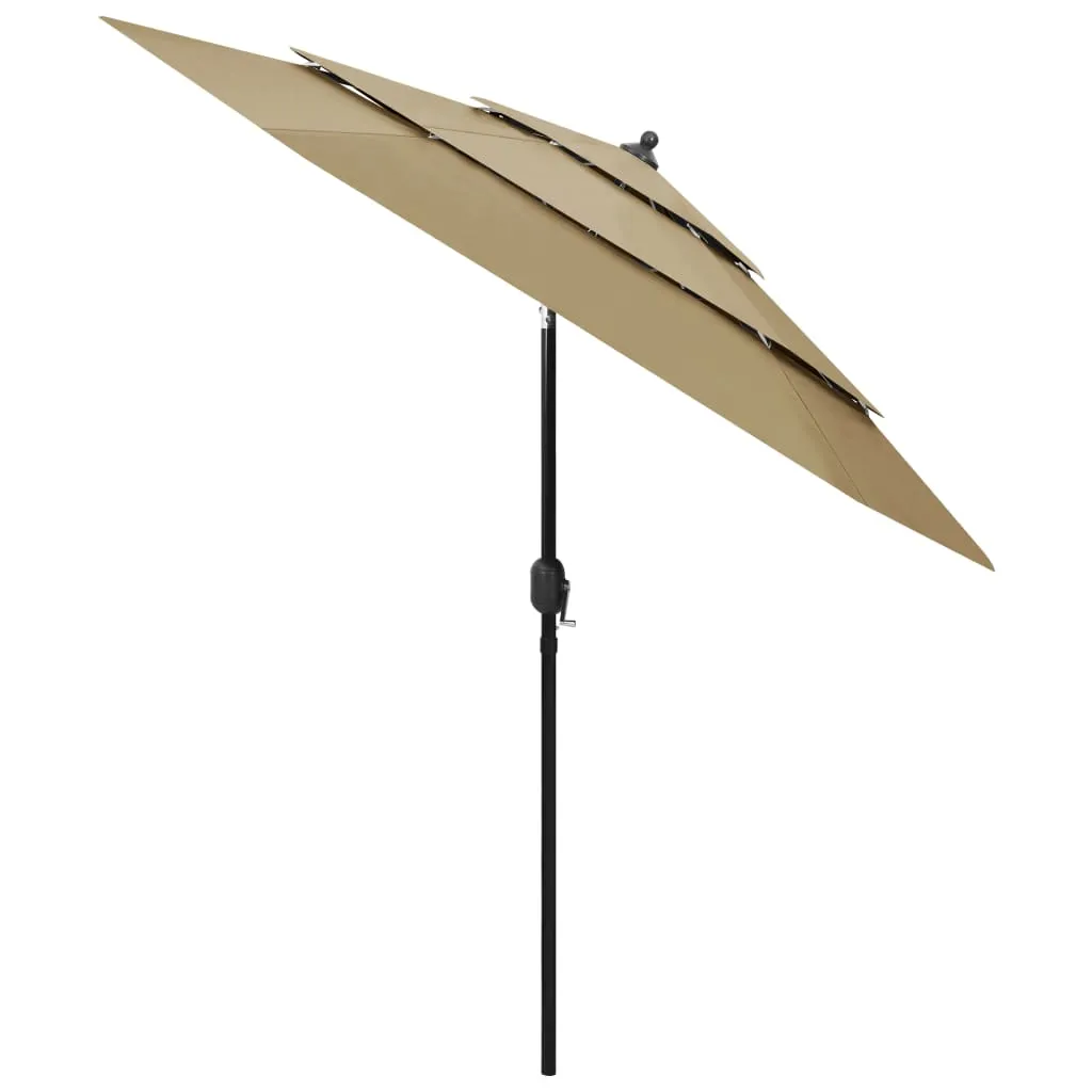 3-Tier Parasol with Aluminium Pole Taupe 2.5 m