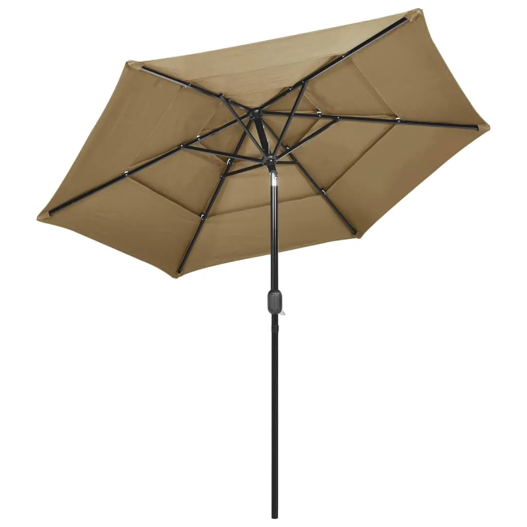 3-Tier Parasol with Aluminium Pole Taupe 2.5 m