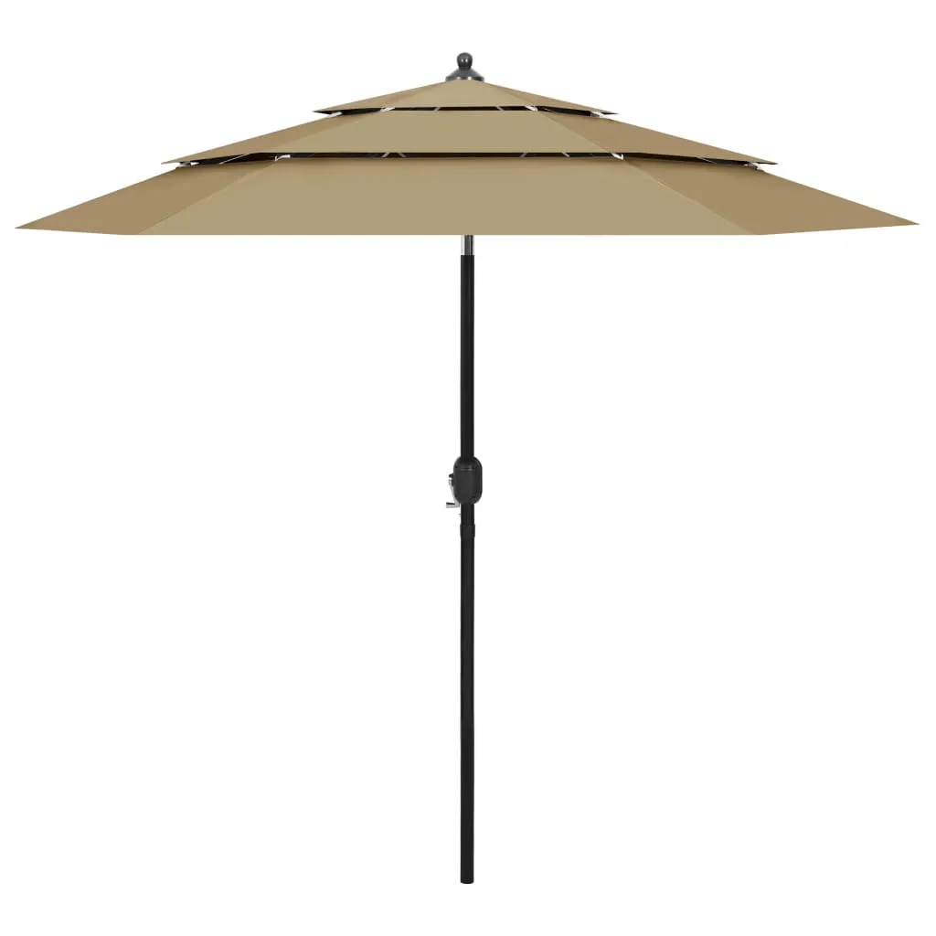 3-Tier Parasol with Aluminium Pole Taupe 2.5 m