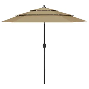 3-Tier Parasol with Aluminium Pole Taupe 2.5 m