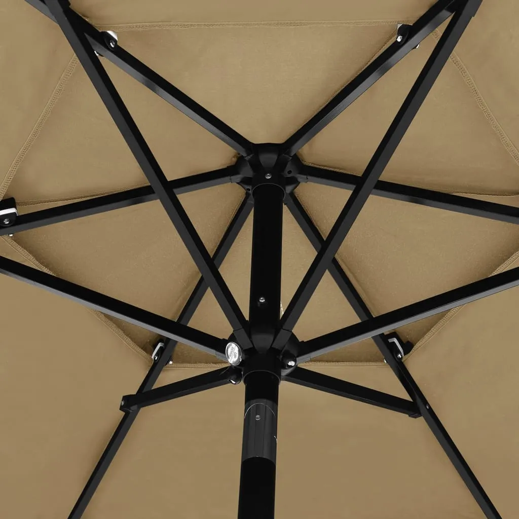 3-Tier Parasol with Aluminium Pole Taupe 2.5 m