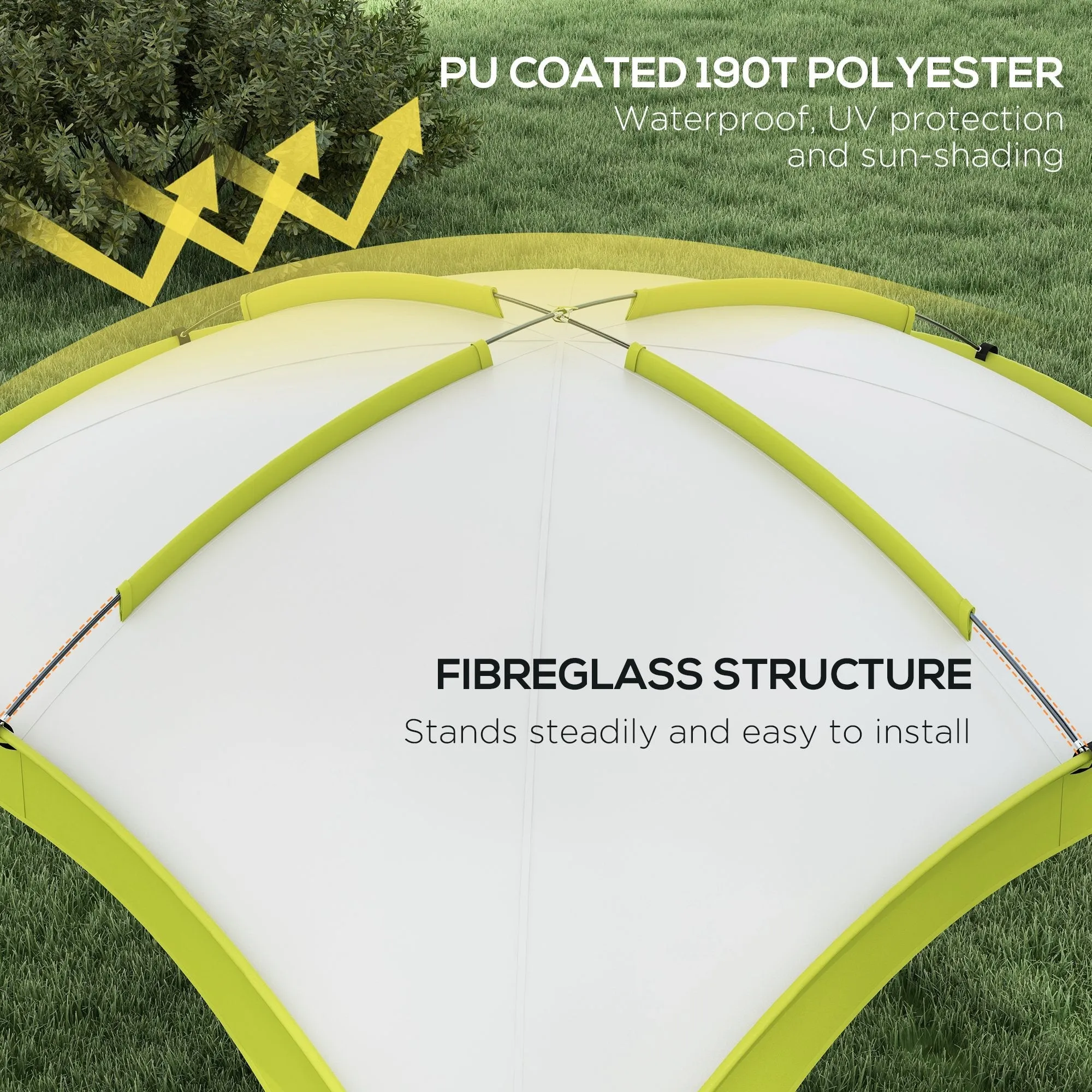 3.5 x 3.5M Camping Gazebo Outdoor Event Shelter Dome Tent Garden Sun Shelter Patio Spire Arc Pavilion Camp Sun Shade Green