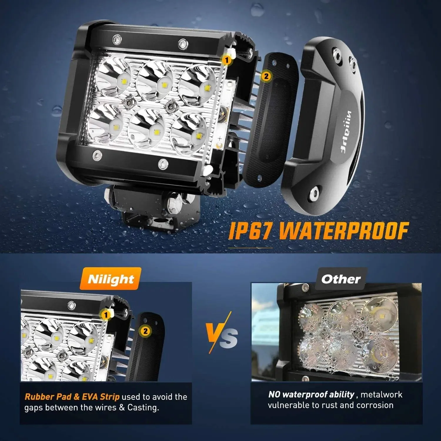 4 Inch 18W 1260LM Double Row Spot Led Pods (4 Pairs)
