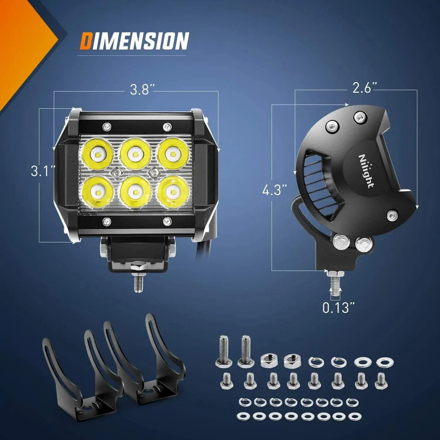 4 Inch 18W 1260LM Double Row Spot Led Pods (4 Pairs)