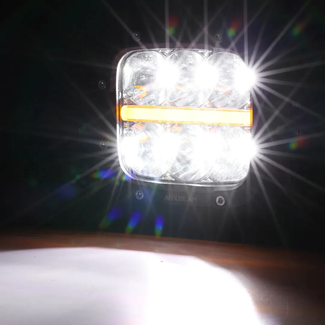 5 Inch 132W White/Amber LED Pods With Amber DRL For SUV Jeep