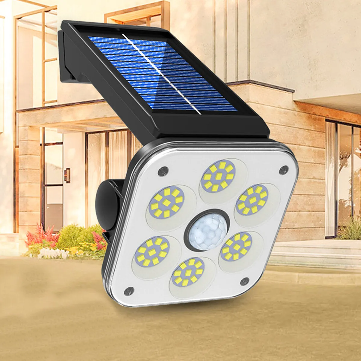 54SMD Solar Motion Sensor Security Wall Lamp Floodlight - Outdoor Waterproof Lighting