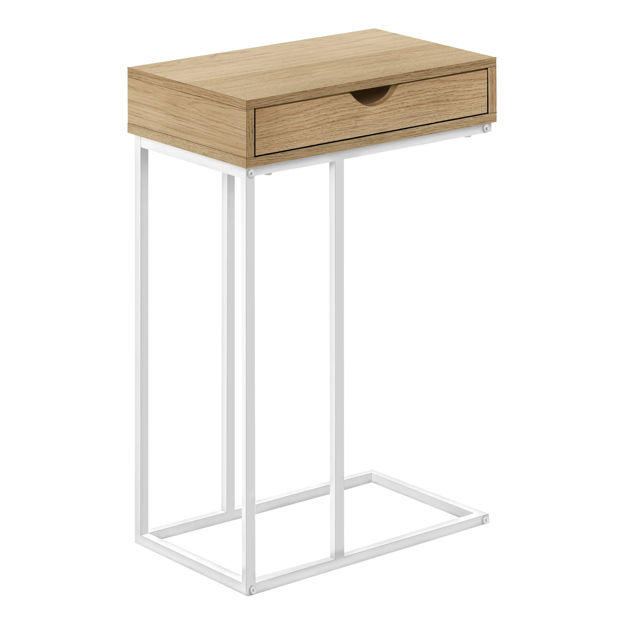 Accent Table - 25"H / Natural / White Metal