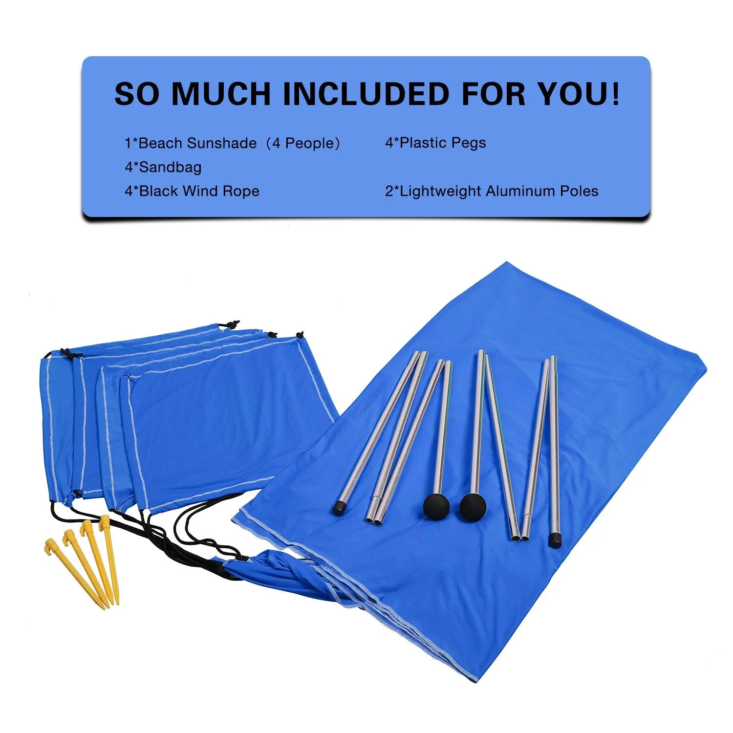 ALPHA CAMP 7.6ft x 7.2ft UPF 50  Beach Shade Tent with Sandbag Anchors