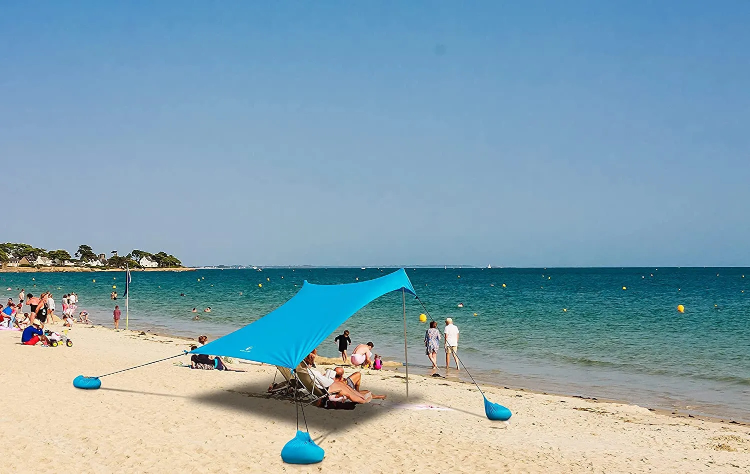 ALPHA CAMP 7.6ft x 7.2ft UPF 50  Beach Shade Tent with Sandbag Anchors