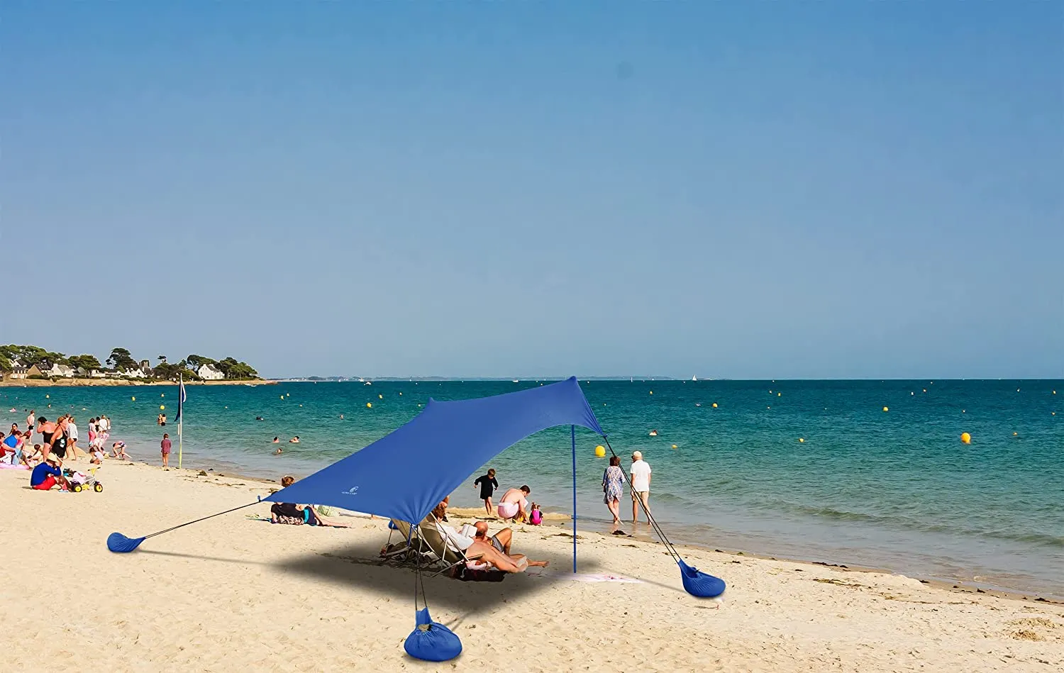 ALPHA CAMP 7.6ft x 7.2ft UPF 50  Beach Shade Tent with Sandbag Anchors