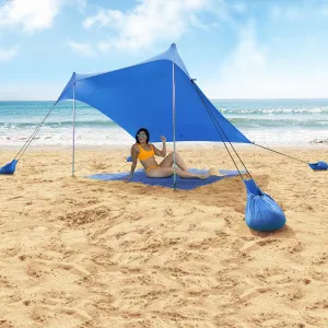 ALPHA CAMP 7.6ft x 7.2ft UPF 50  Beach Shade Tent with Sandbag Anchors