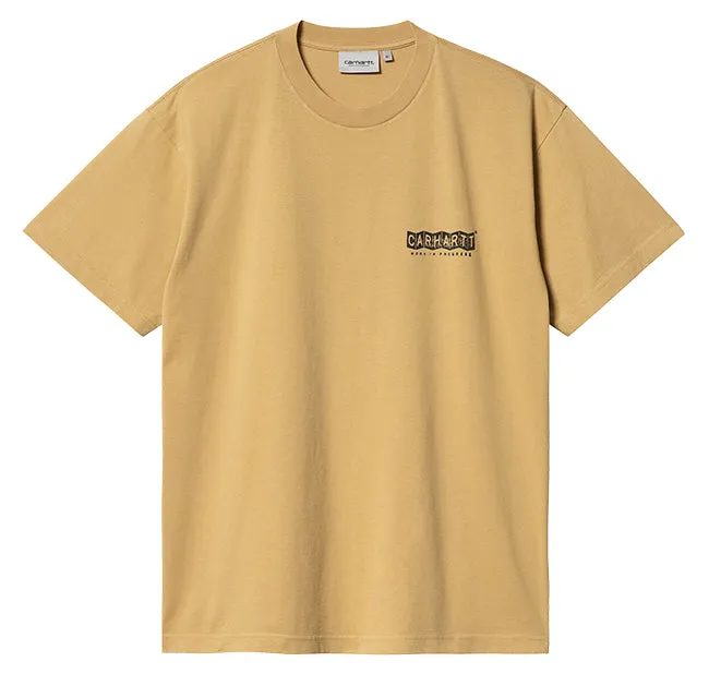 Carhartt WIP Mens S/S Stamp T Shirt Bourbon Black Stone Washed
