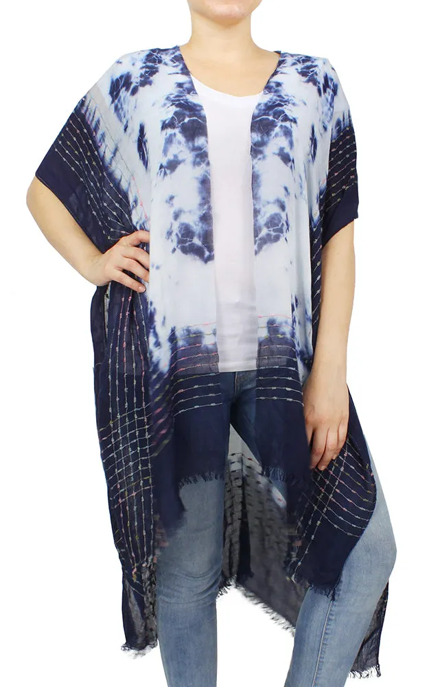 EAV9711 Tie-Dye Print Confetti Thread Kimono