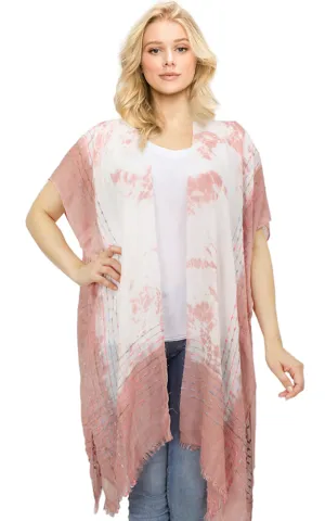 EAV9711 Tie-Dye Print Confetti Thread Kimono