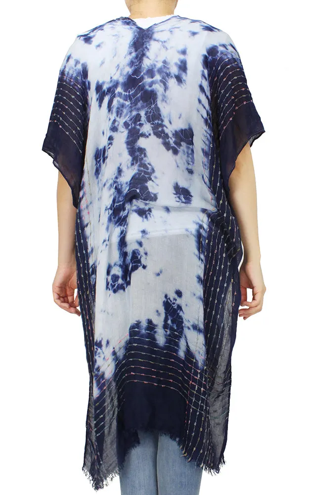 EAV9711 Tie-Dye Print Confetti Thread Kimono