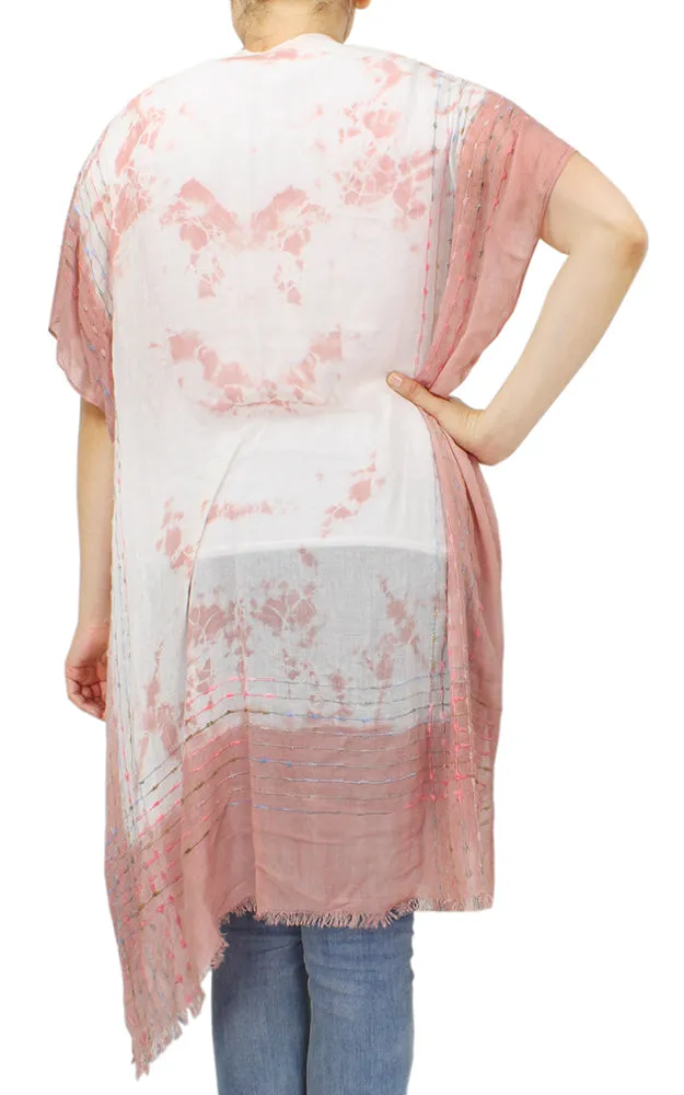 EAV9711 Tie-Dye Print Confetti Thread Kimono