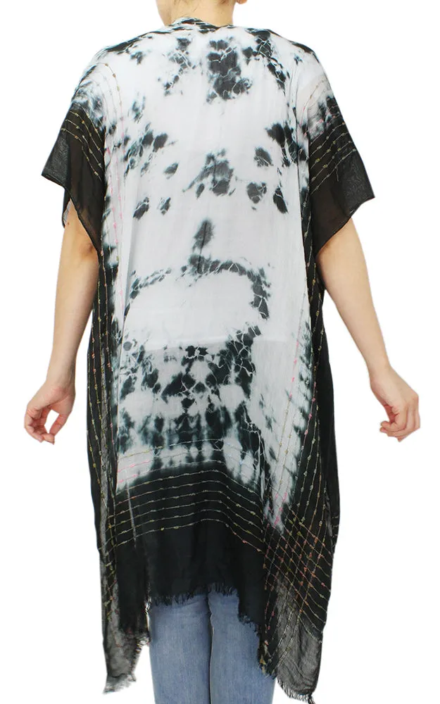 EAV9711 Tie-Dye Print Confetti Thread Kimono