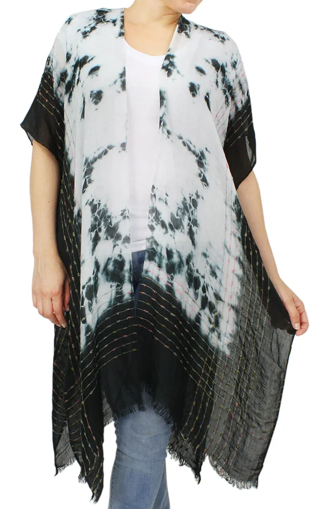 EAV9711 Tie-Dye Print Confetti Thread Kimono
