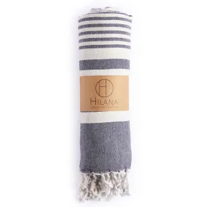 Fethiye Striped Blanket Throw - Blue by Eco Hilana