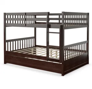 Heavy Duty Full Over Bunk Bed  Platform Bed With Solid Ladder | Sturdy Pine Wood Frame | 2 Full Bunk Beds In 1