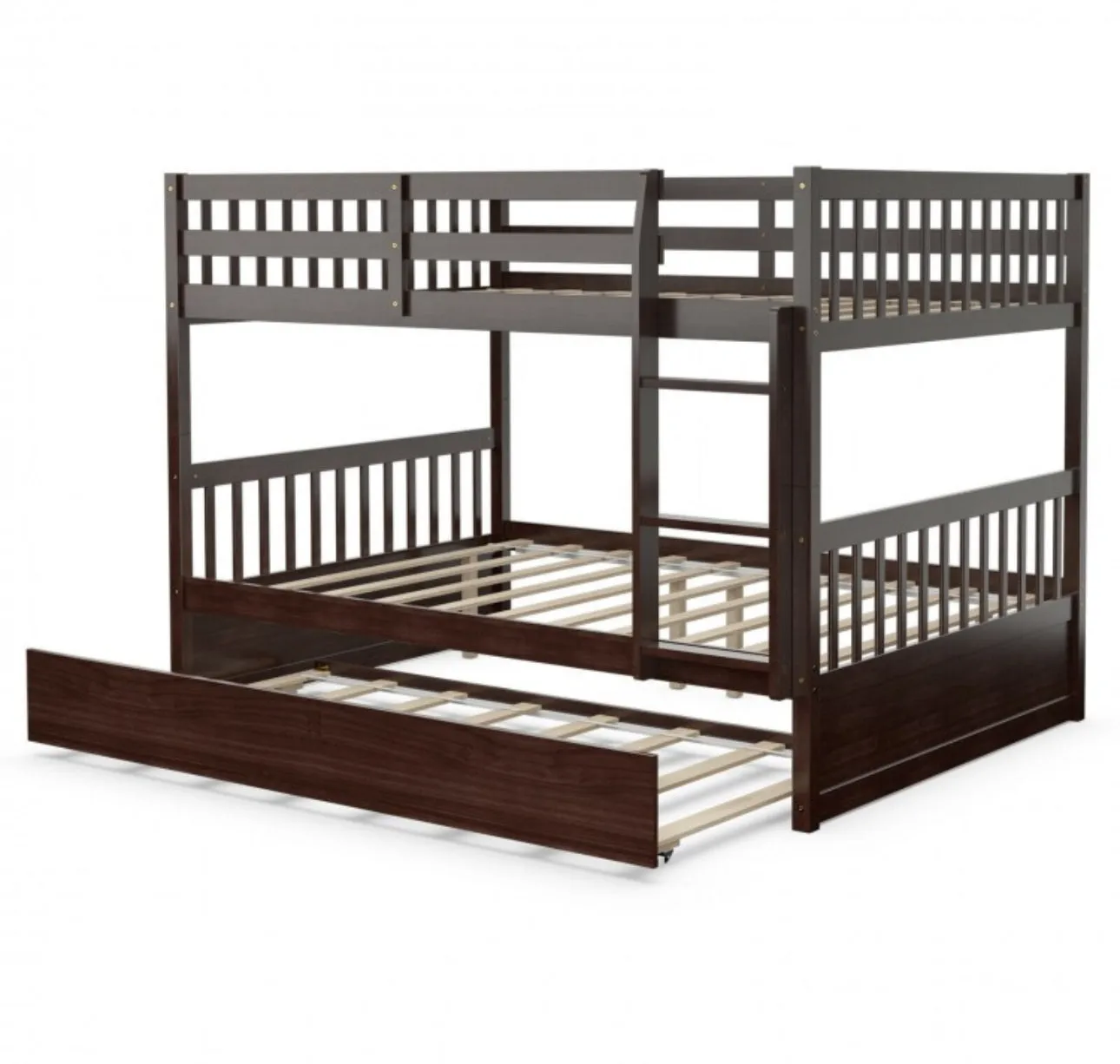 Heavy Duty Full Over Bunk Bed  Platform Bed With Solid Ladder | Sturdy Pine Wood Frame | 2 Full Bunk Beds In 1