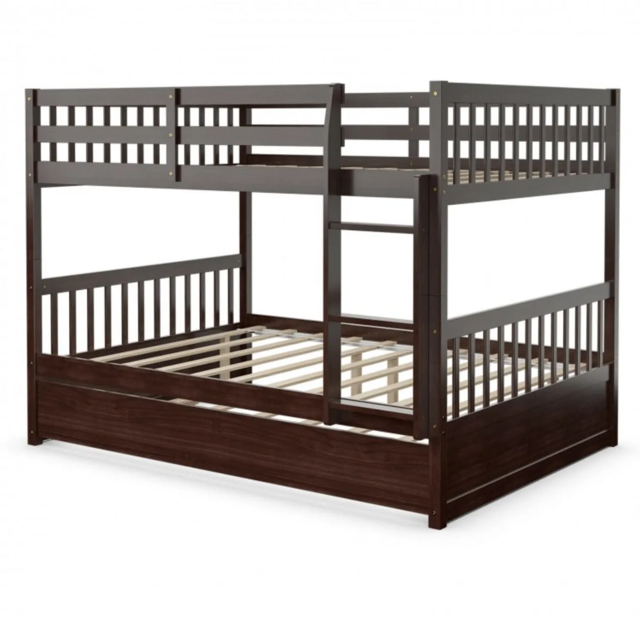 Heavy Duty Full Over Bunk Bed  Platform Bed With Solid Ladder | Sturdy Pine Wood Frame | 2 Full Bunk Beds In 1