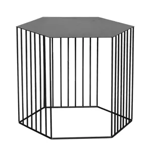 INDIAN DECOR 28333 Hexagon Metal Coffee Table, Living Room Sofa Side Table Bedside Table, Size(Color : Black, Size : 45 * 45 * 38cm)