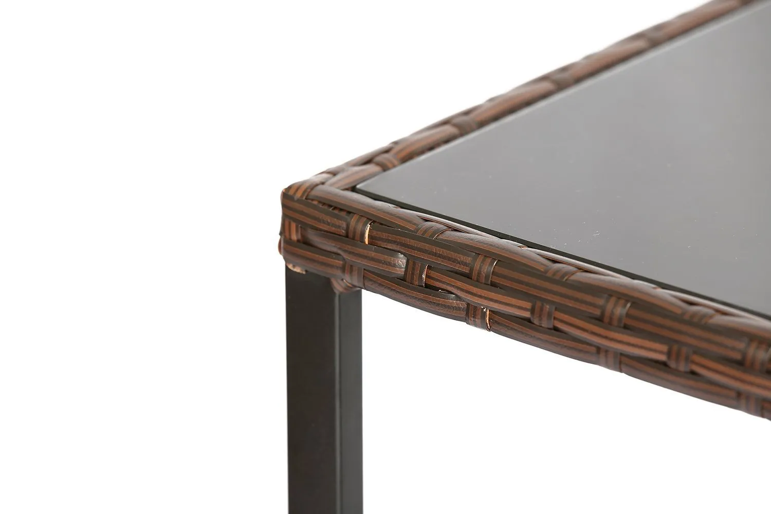 LAHAINA Outdoor Furniture C-Shaped Sofa Side Table - All Weather Wicker End Table W/ Portable Storage