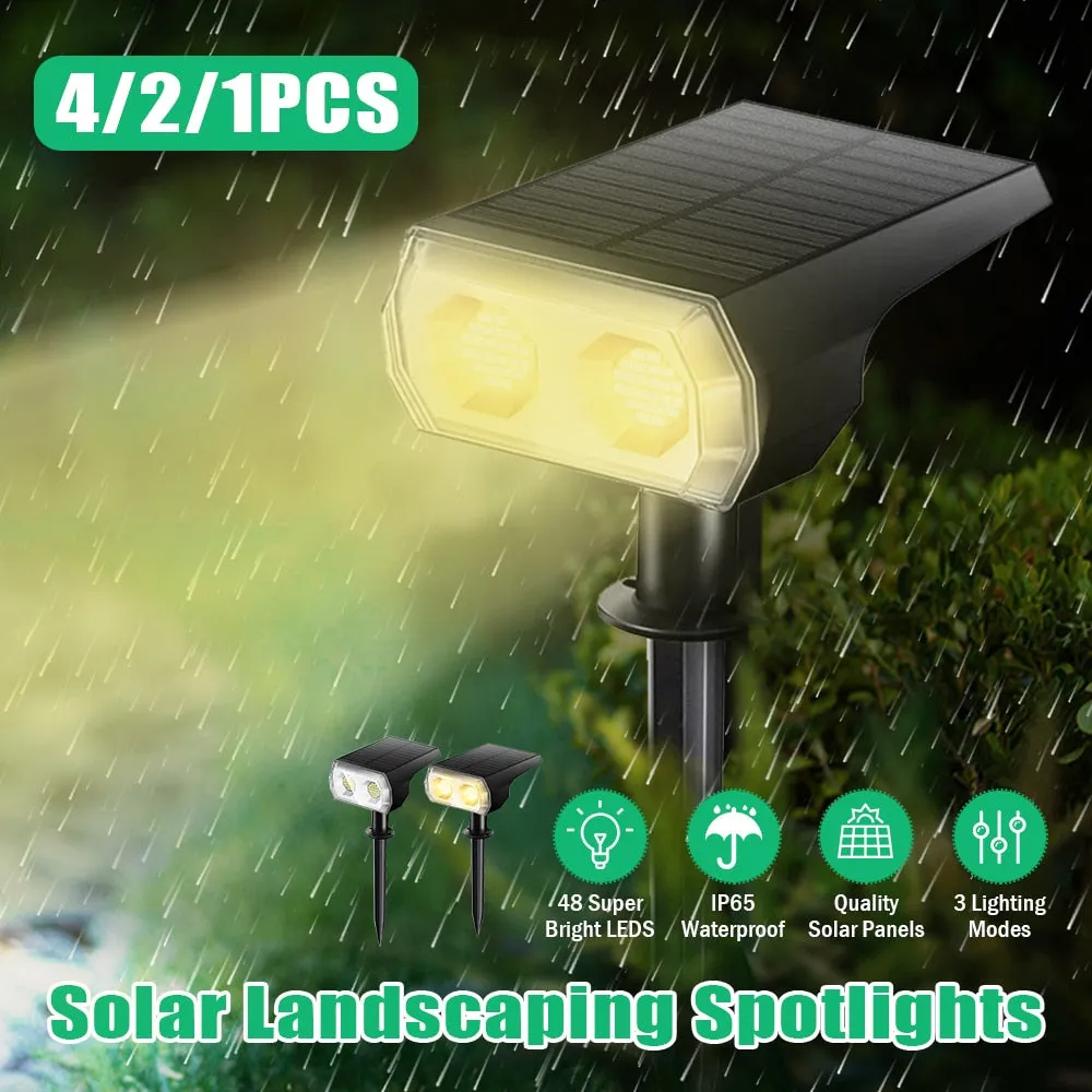 LED Solar Light Outdoors Solar Panel Lamp Landscape Spotlights Waterproof Street 48 LED Lights for Garden Yard Patio Decoration