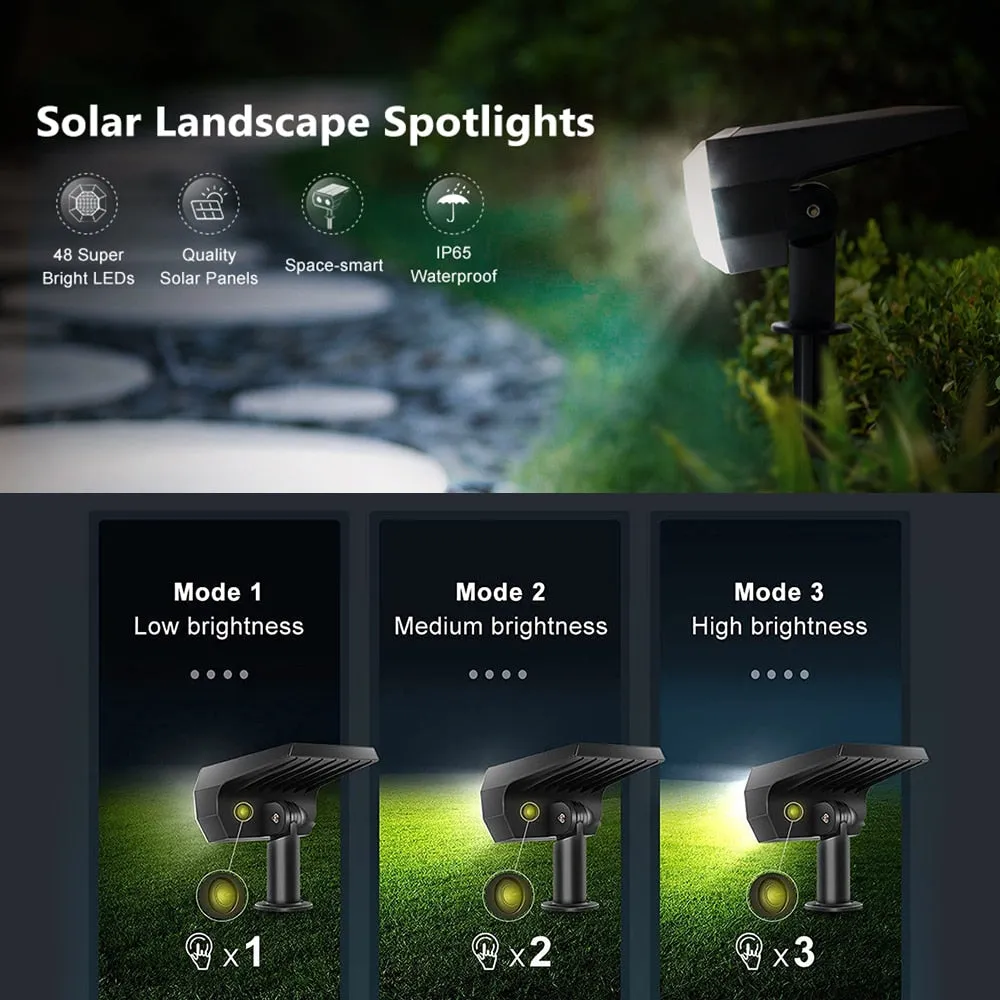 LED Solar Light Outdoors Solar Panel Lamp Landscape Spotlights Waterproof Street 48 LED Lights for Garden Yard Patio Decoration