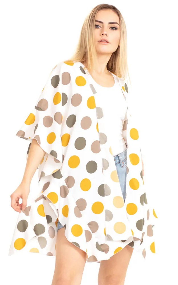 MS0154 Polka Dot Ruffle Kimono Cover Up