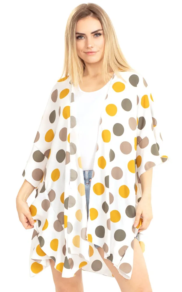 MS0154 Polka Dot Ruffle Kimono Cover Up