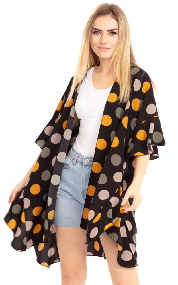 MS0154 Polka Dot Ruffle Kimono Cover Up