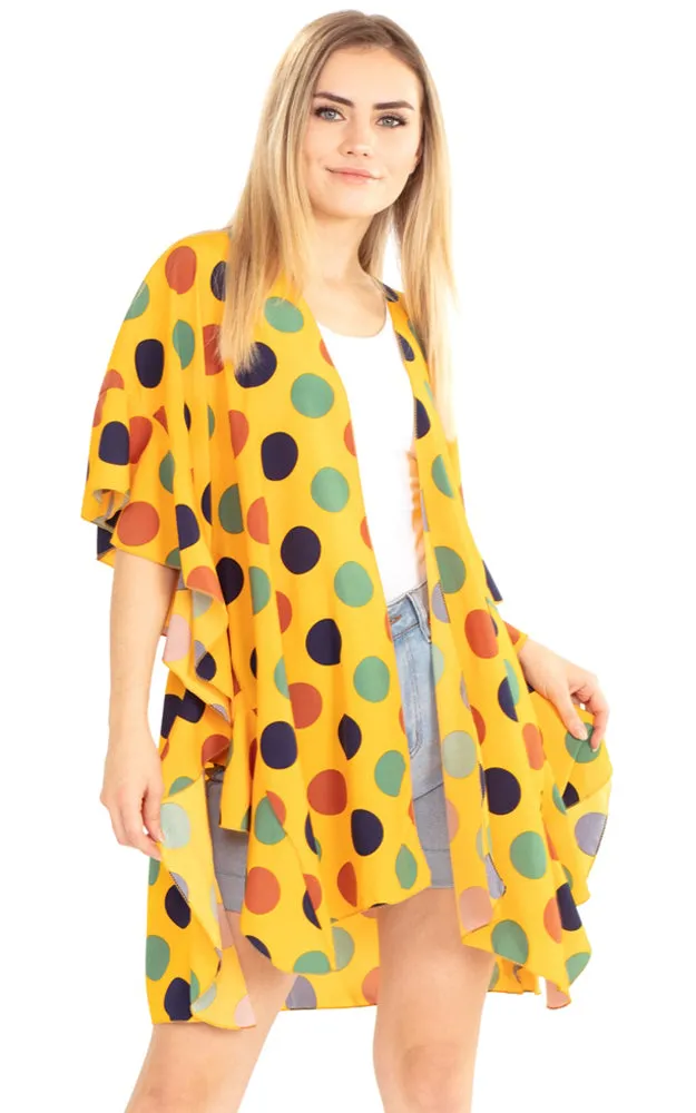 MS0154 Polka Dot Ruffle Kimono Cover Up