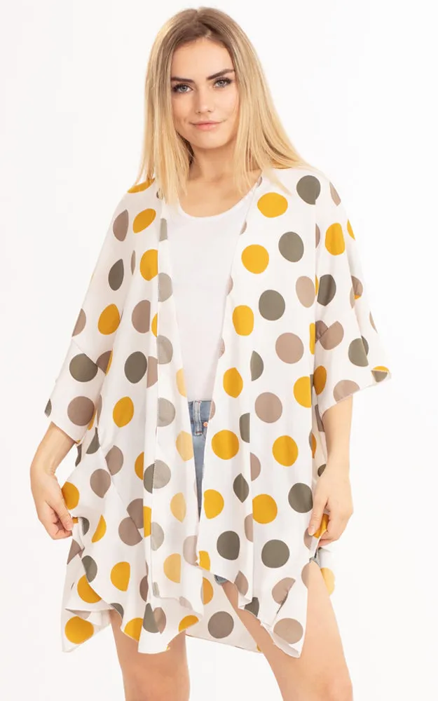 MS0154 Polka Dot Ruffle Kimono Cover Up