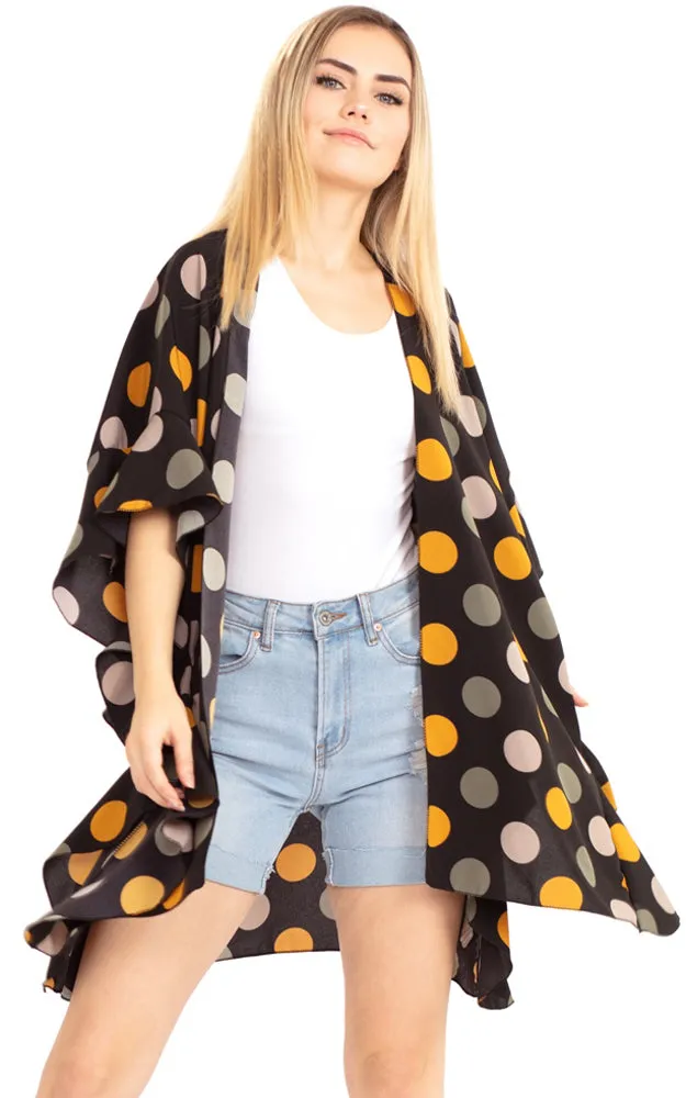 MS0154 Polka Dot Ruffle Kimono Cover Up