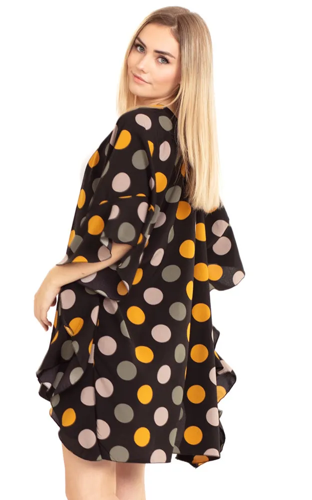 MS0154 Polka Dot Ruffle Kimono Cover Up