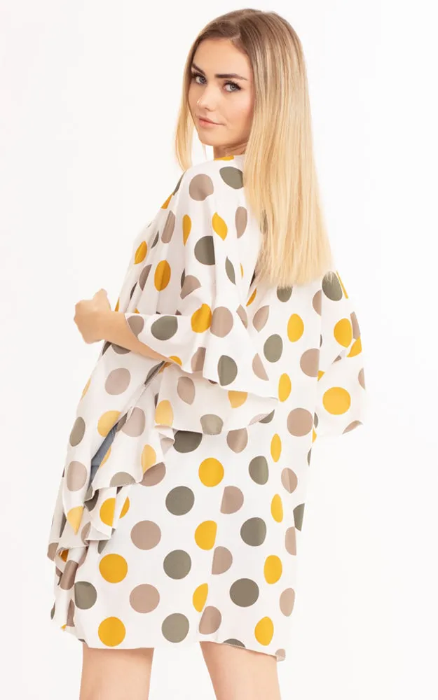 MS0154 Polka Dot Ruffle Kimono Cover Up