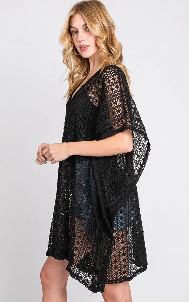MS0340 FLOWER PATTERN CROCHET LACE COVER-UP