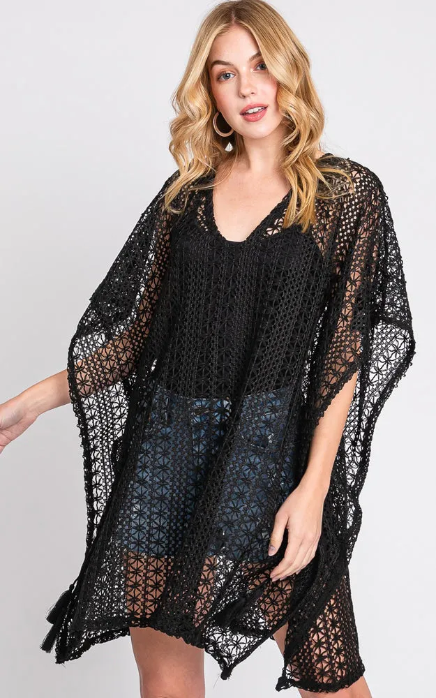 MS0340 FLOWER PATTERN CROCHET LACE COVER-UP