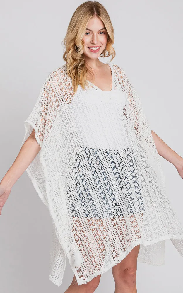 MS0340 FLOWER PATTERN CROCHET LACE COVER-UP