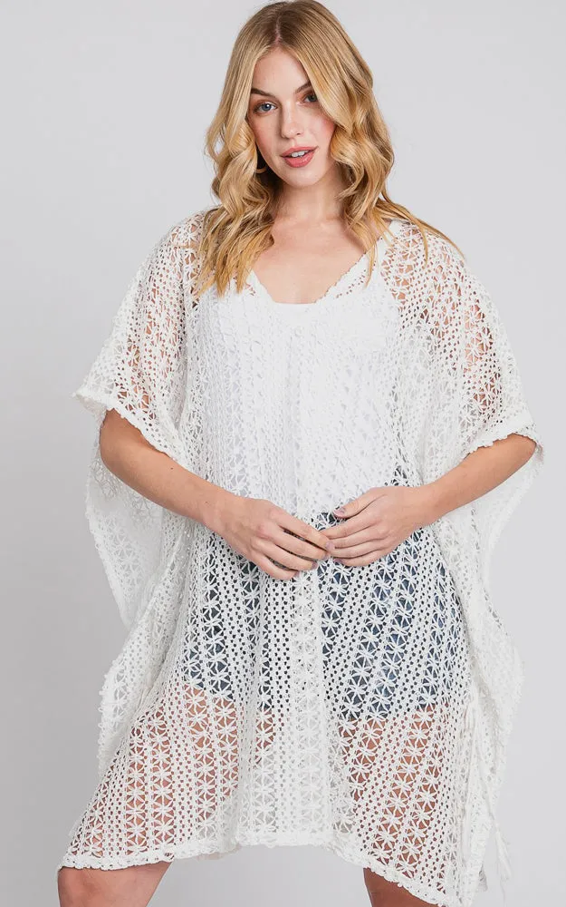 MS0340 FLOWER PATTERN CROCHET LACE COVER-UP