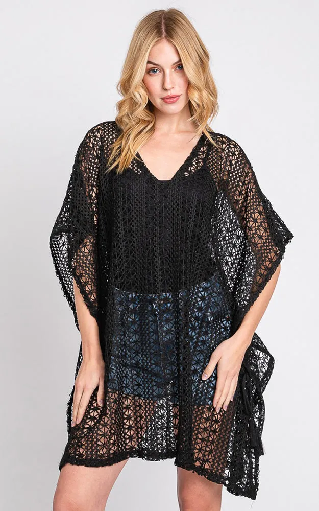MS0340 FLOWER PATTERN CROCHET LACE COVER-UP
