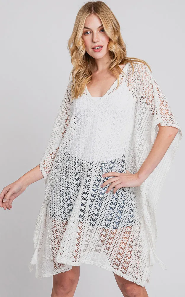 MS0340 FLOWER PATTERN CROCHET LACE COVER-UP