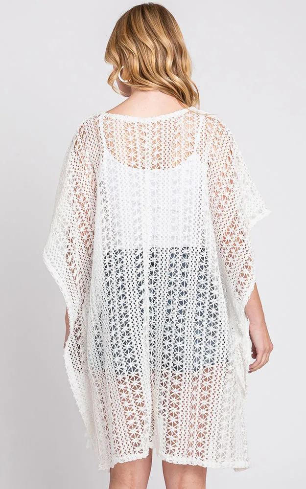 MS0340 FLOWER PATTERN CROCHET LACE COVER-UP
