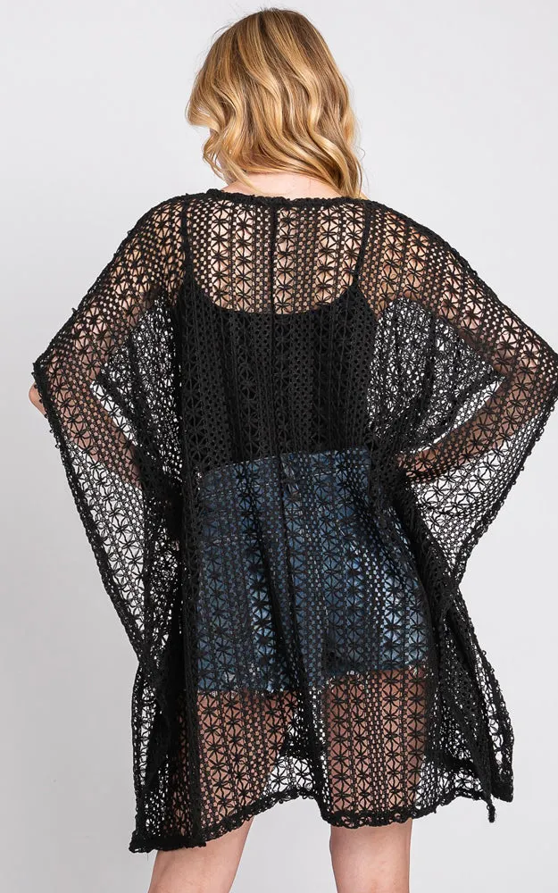MS0340 FLOWER PATTERN CROCHET LACE COVER-UP
