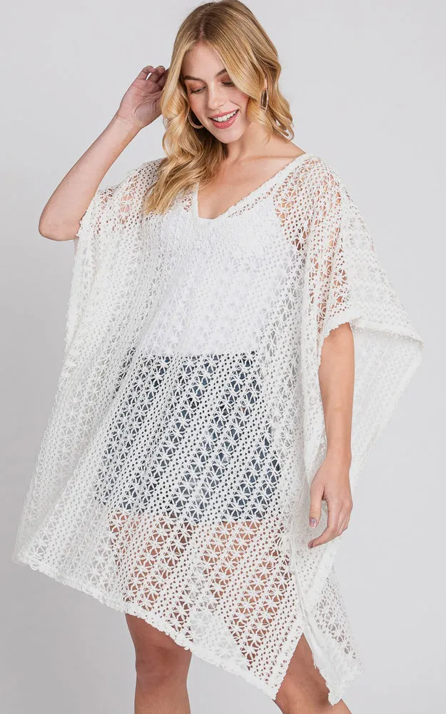 MS0340 FLOWER PATTERN CROCHET LACE COVER-UP
