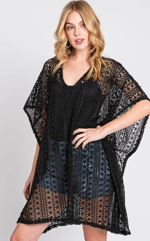 MS0340 FLOWER PATTERN CROCHET LACE COVER-UP