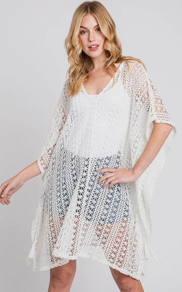 MS0340 FLOWER PATTERN CROCHET LACE COVER-UP