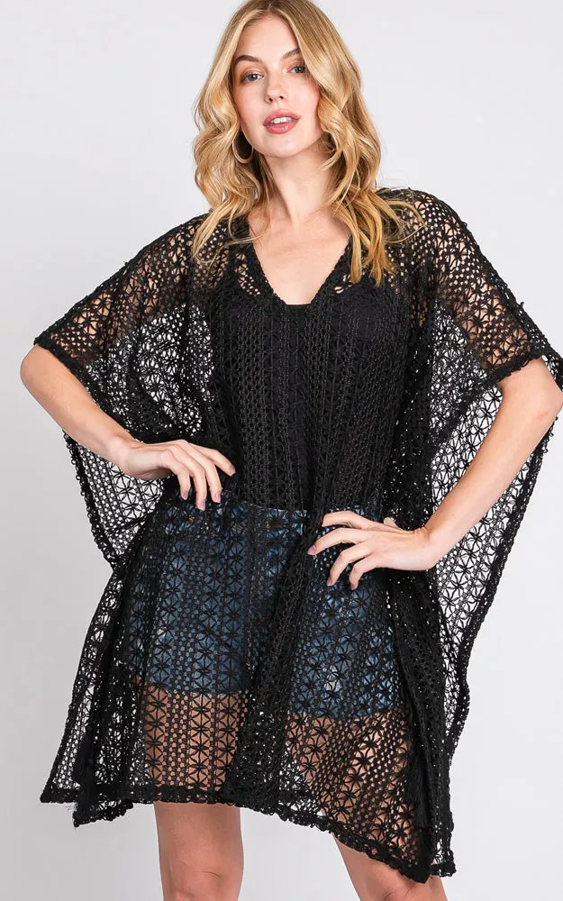 MS0340 FLOWER PATTERN CROCHET LACE COVER-UP